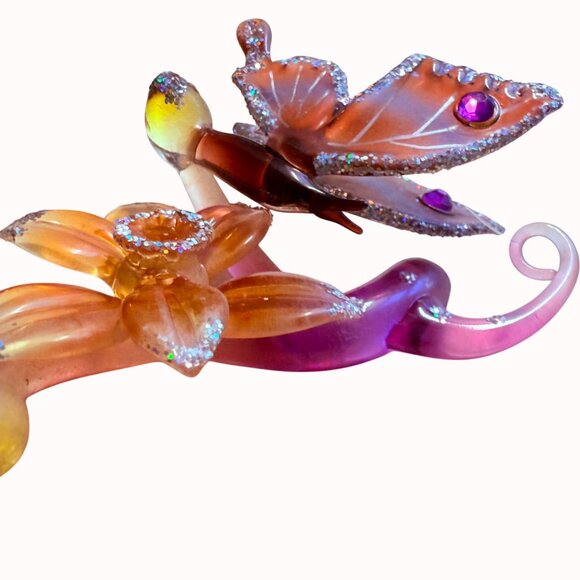 Ashton Drake Heirloom Butterfly Ornament Glass VTG Daffodils Delight Artistic - Picture 11 of 14